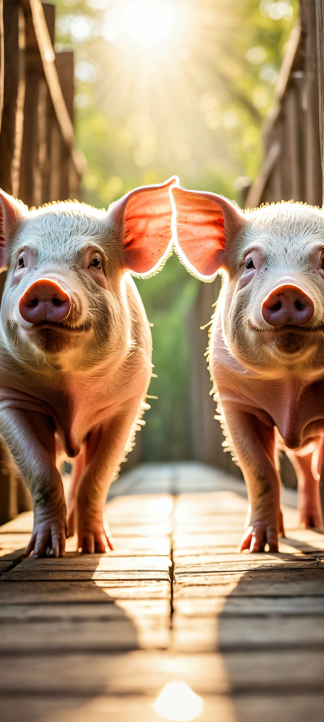 Two pigs in a serene landscape, perfectly optimized for iPhone and Android home screens.