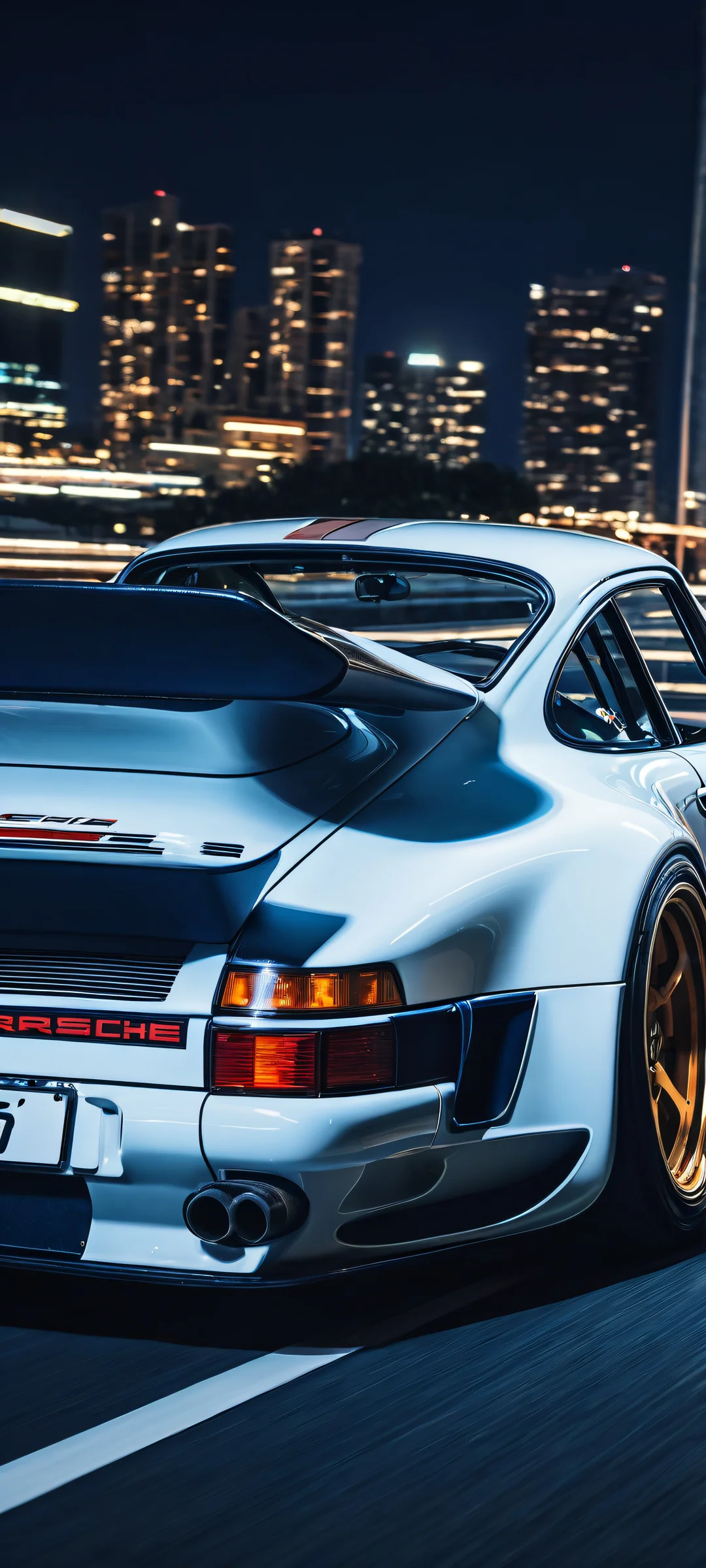 A stunning portrait of Porsche 963 RSP in deep navy blue night sky with subtle starlight, Perfectamente optimizado para pantallas de inicio de iPhone/Android..