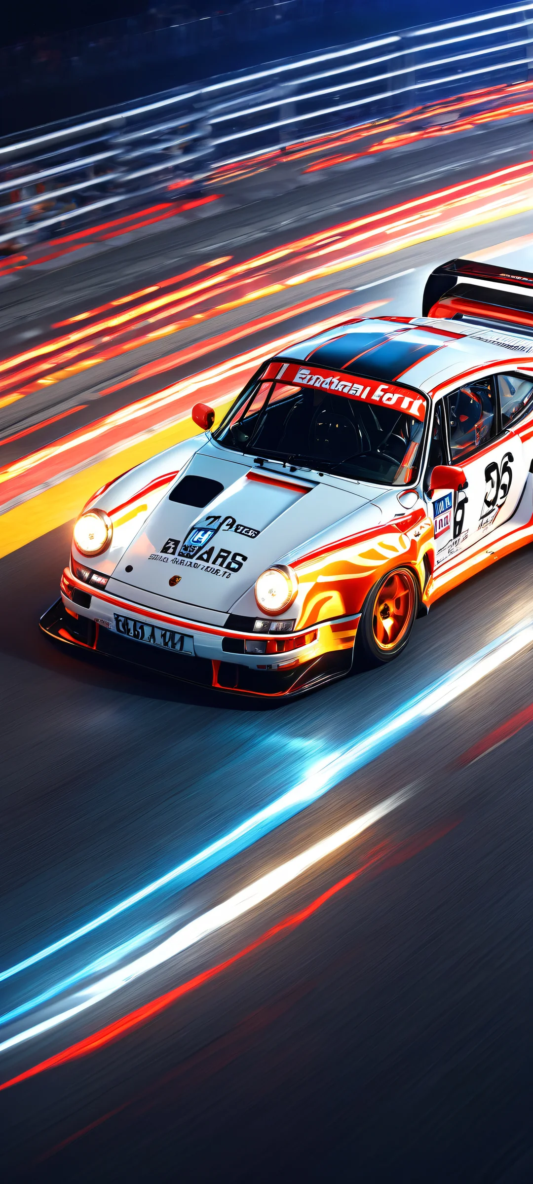 iPhone/Android portrait artwork of Porsche 963 RSP with micro-details and ethereal lighting, perfect for mobile home screens