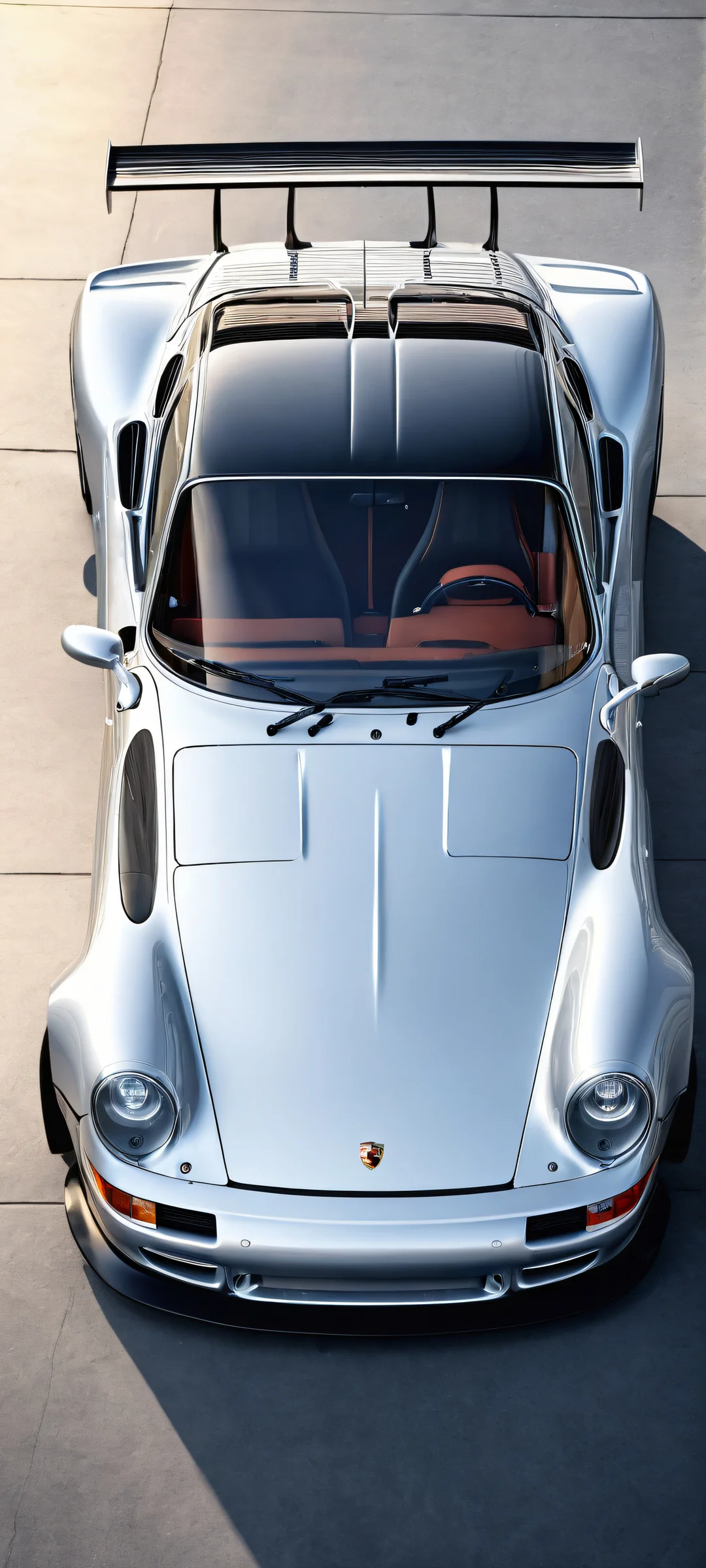 A stunning iPhone/Android wallpaper featuring the Porsche 963 RSP in a breathtaking portrait composition, 複雑な微細ディテールと幻想的な照明を備えた.