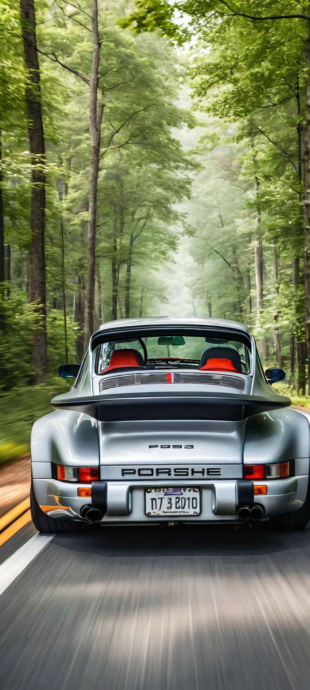 A stunning portrait of a Porsche 963 RSP on an iPhone or Android phone, perfectly optimized for home screens