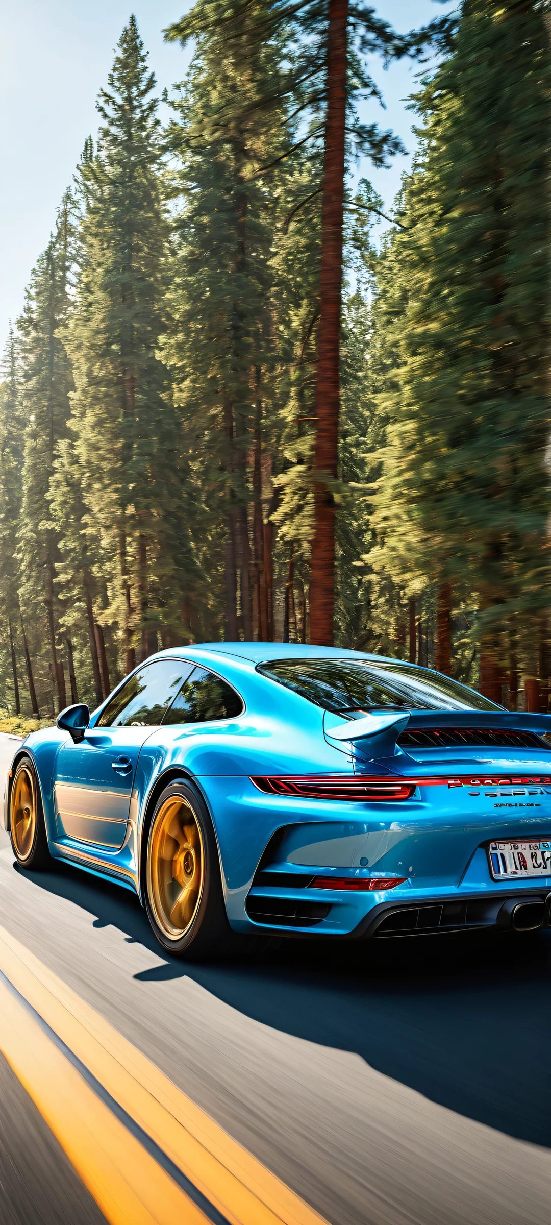 A stunning portrait of Porsche in motion with intricate details and ray-traced reflections. Perfectly optimized for iPhone/Android home screens.