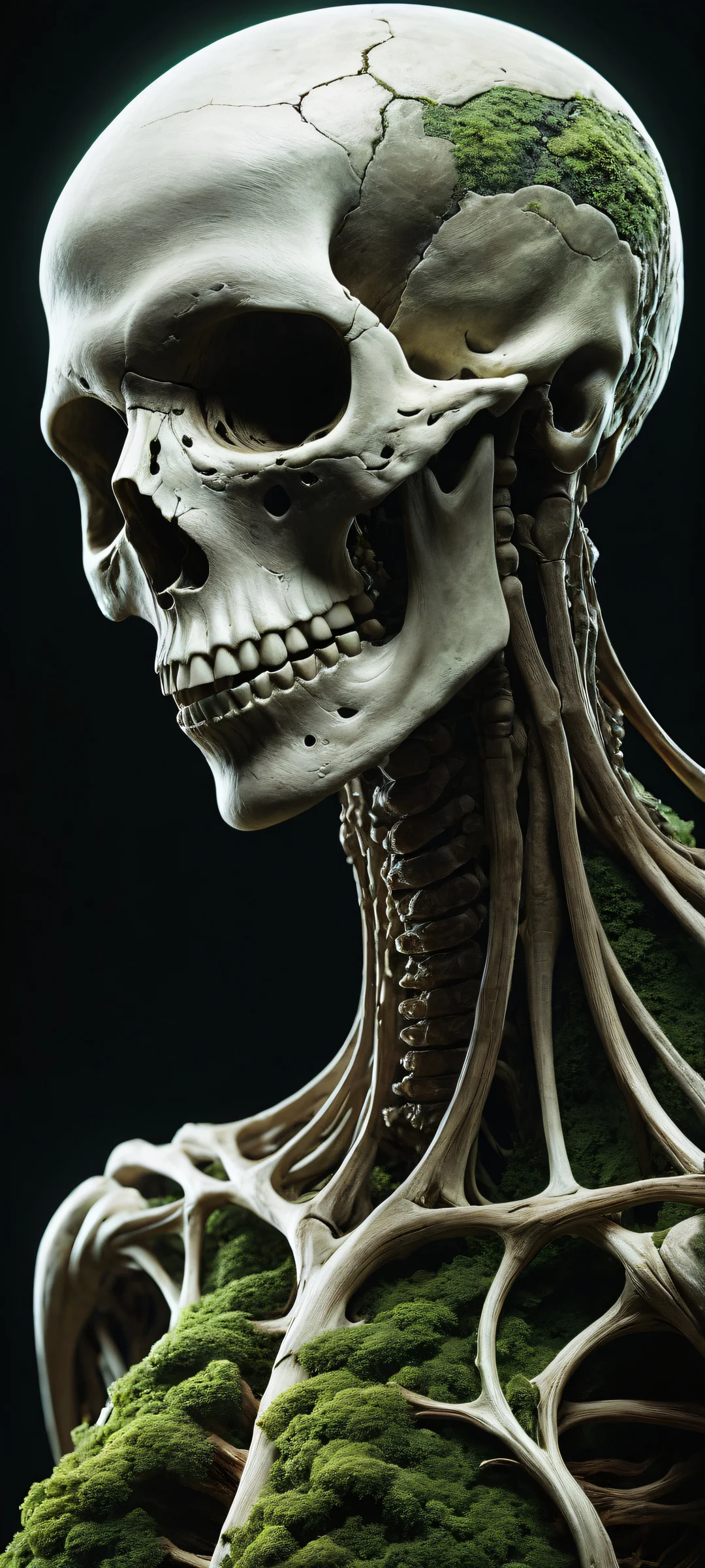 A breathtaking portrait of a primordial creature on iPhone/Android, with insane micro-details and perfect contrast.