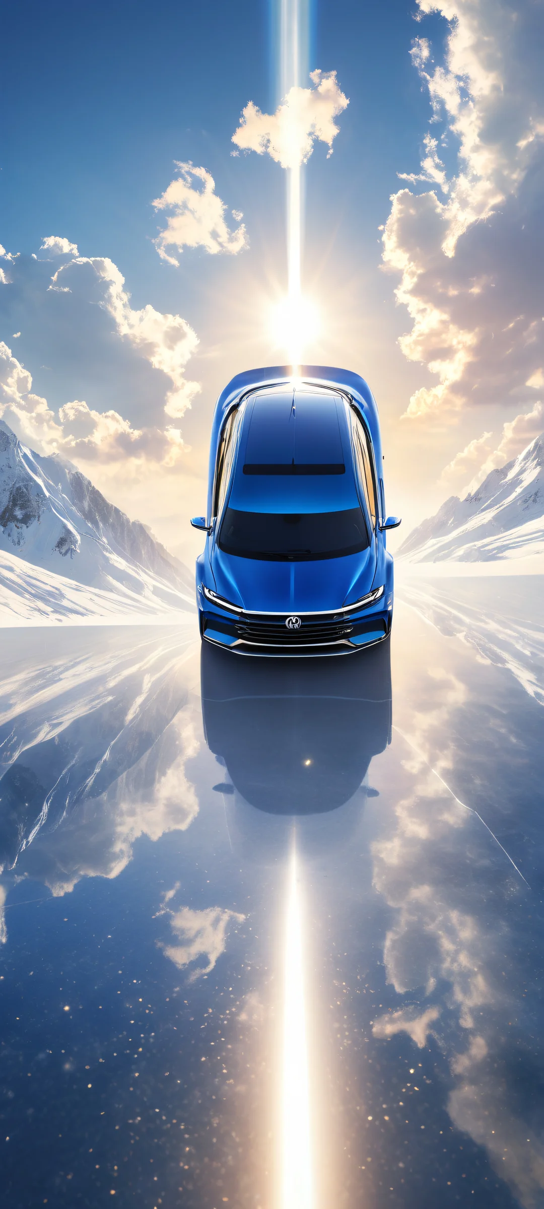 iPhone/Android exclusive mobile wallpaper featuring a stunning car artwork with intricate micro-details and a breathtaking landscape, perfectly optimized for home screens.