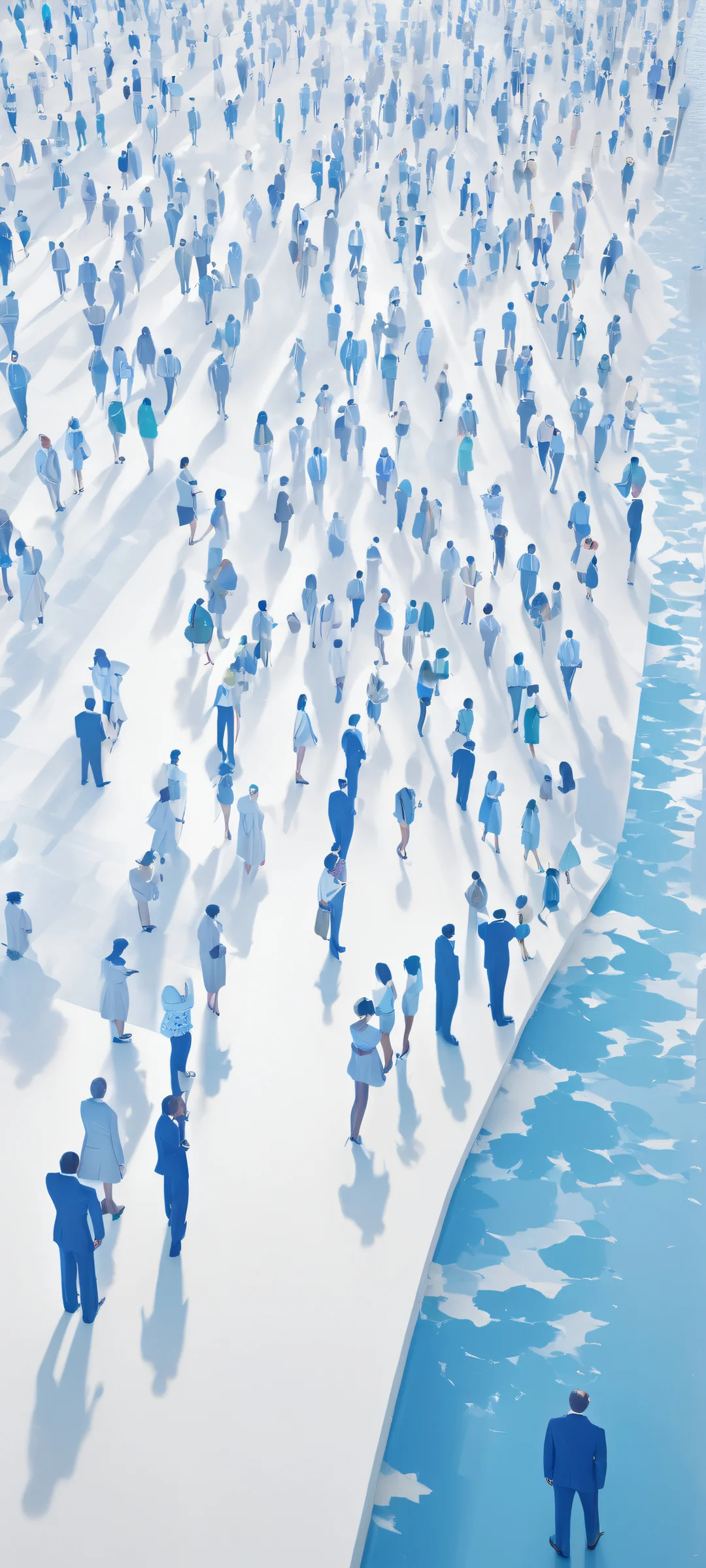 iPhone/Android users will love this stunning portrait of diverse professionals from online meetings, perfectly clean and empty top half with vast pure void, gradually transitioning into a subtle gradient representing virtual meeting spaces.