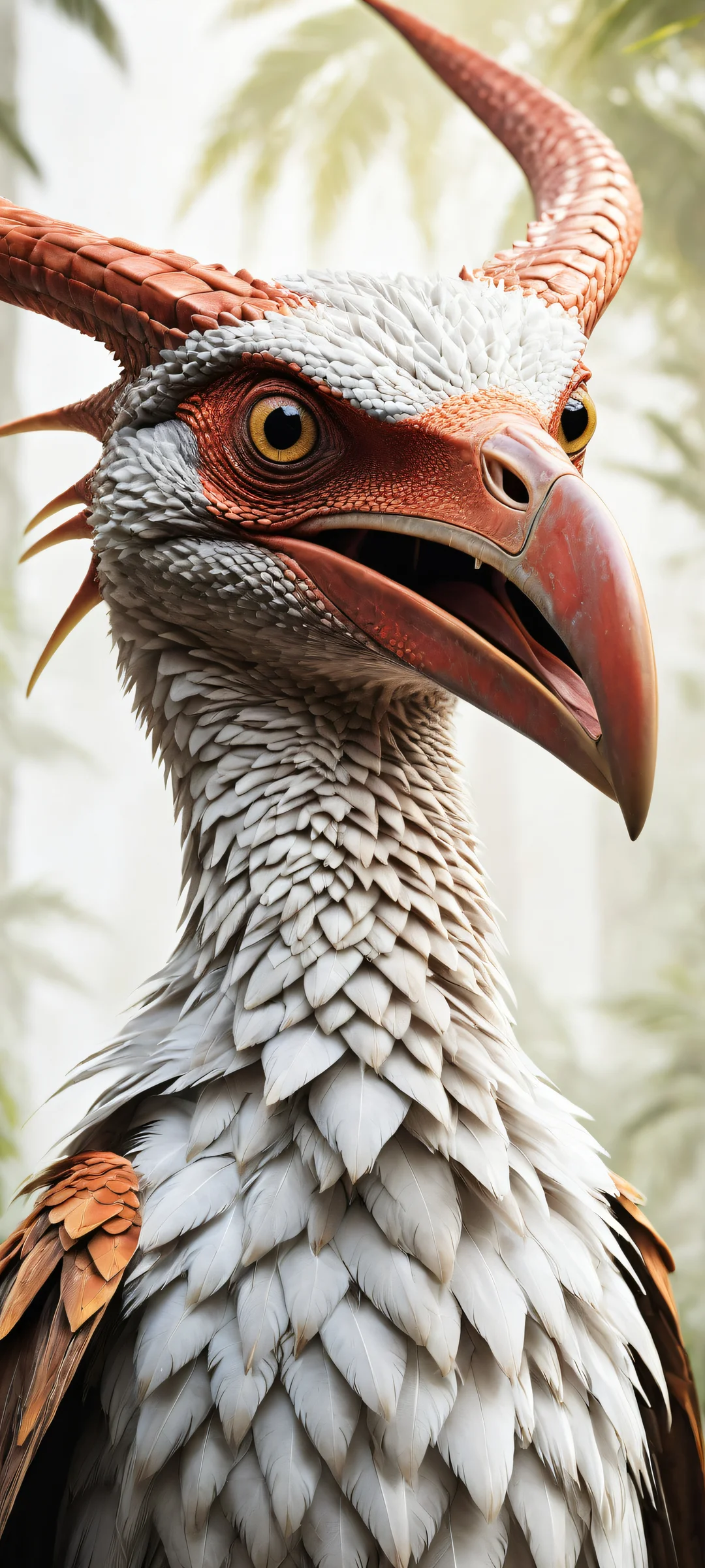 A majestic iPhone and Android wallpaper featuring Ketzalkoatl the Pteranodon with a Greyhound head, standing out against a prehistoric jungle backdrop. Perfectly optimized for your smartphone's home screen.