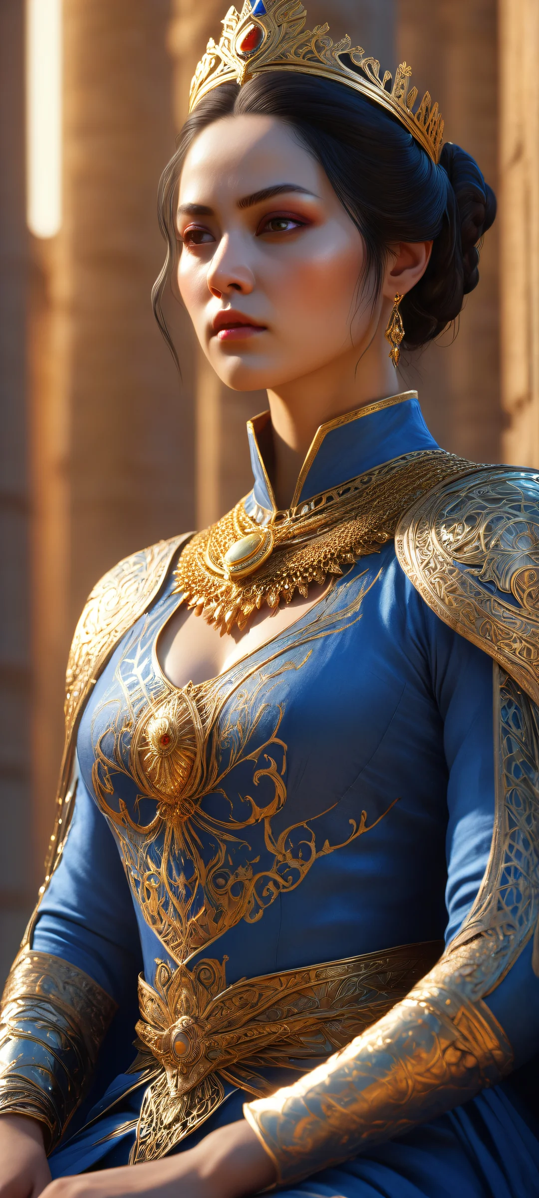 Queen Marika's Throne iPhone & Samsung QHD Wallpaper Ethereal portrait of Queen Marika holding a sword, surrounded by crucified knights and majestic curtains. Perfect for iPhone/Android home screens.