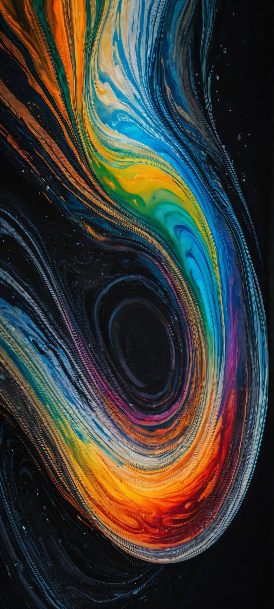 Breathtaking portrait of a glass marble with a rainbow inside on a seamless UI background, perfectly optimized for iPhone/Android home screens.