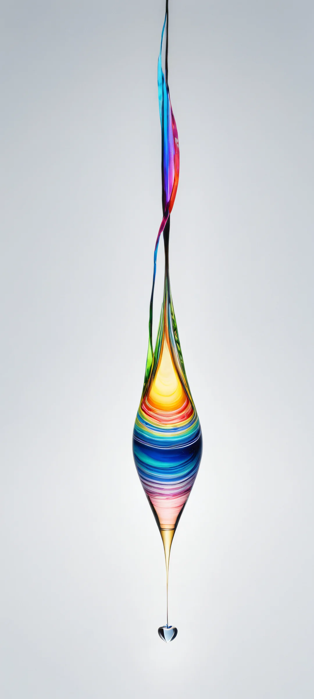 A stunning digital artwork of a glass marble falling into water, with vibrant rainbow colors and crisp details. Perfectly optimized for iPhone, Samsung Galaxy, and Android home screens.