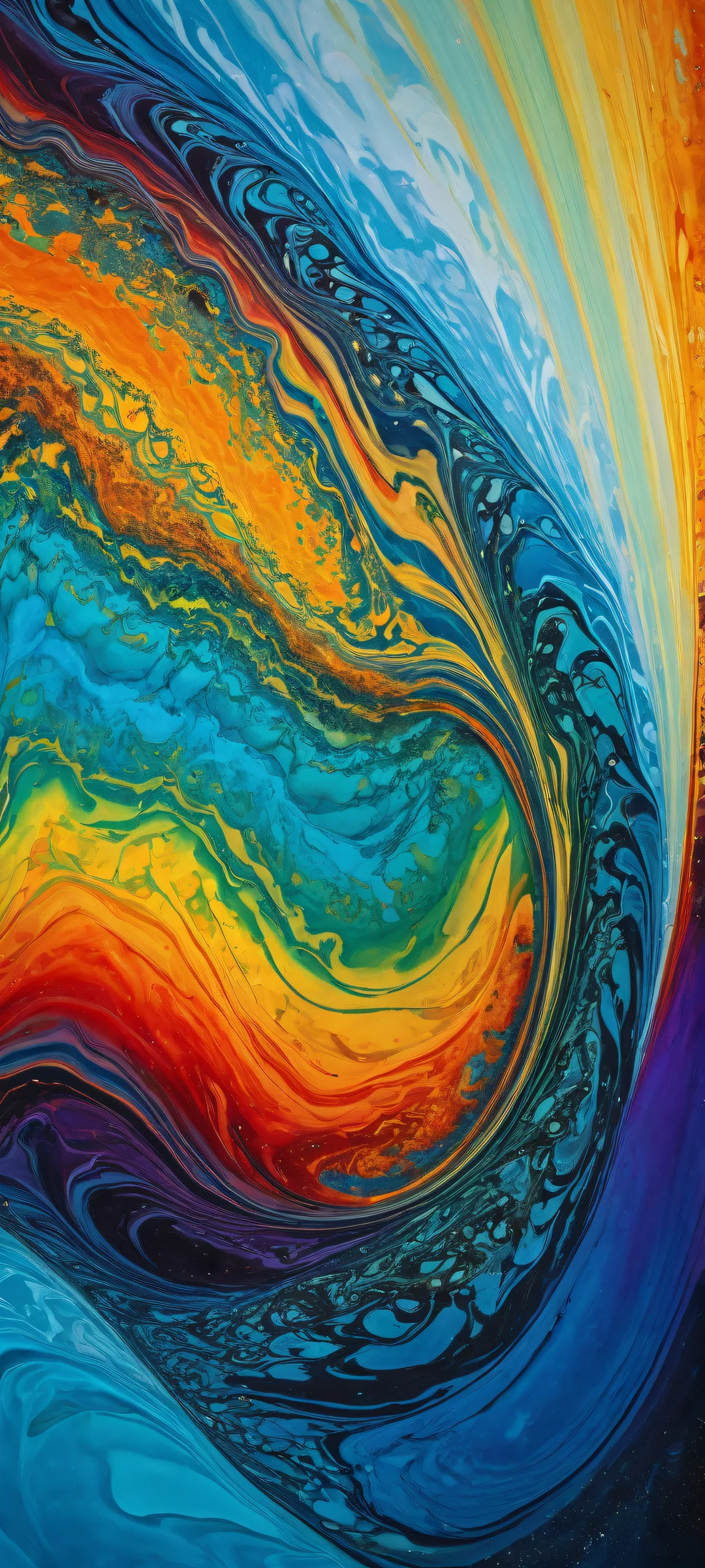 A delicate glass marble with a mesmerizing rainbow inside on iPhone/Android