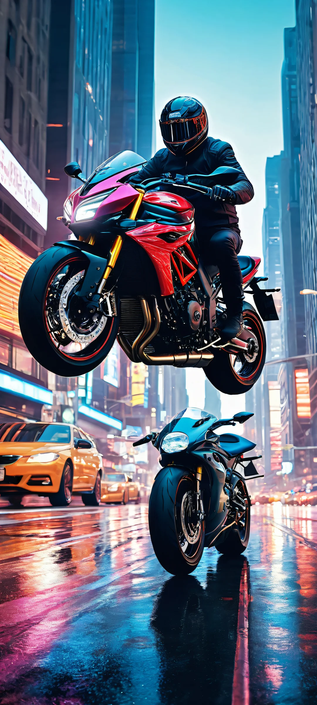 A futuristic motorcycle by Riding Bean on a clean and empty background, perfect for iPhone/Android home screens.