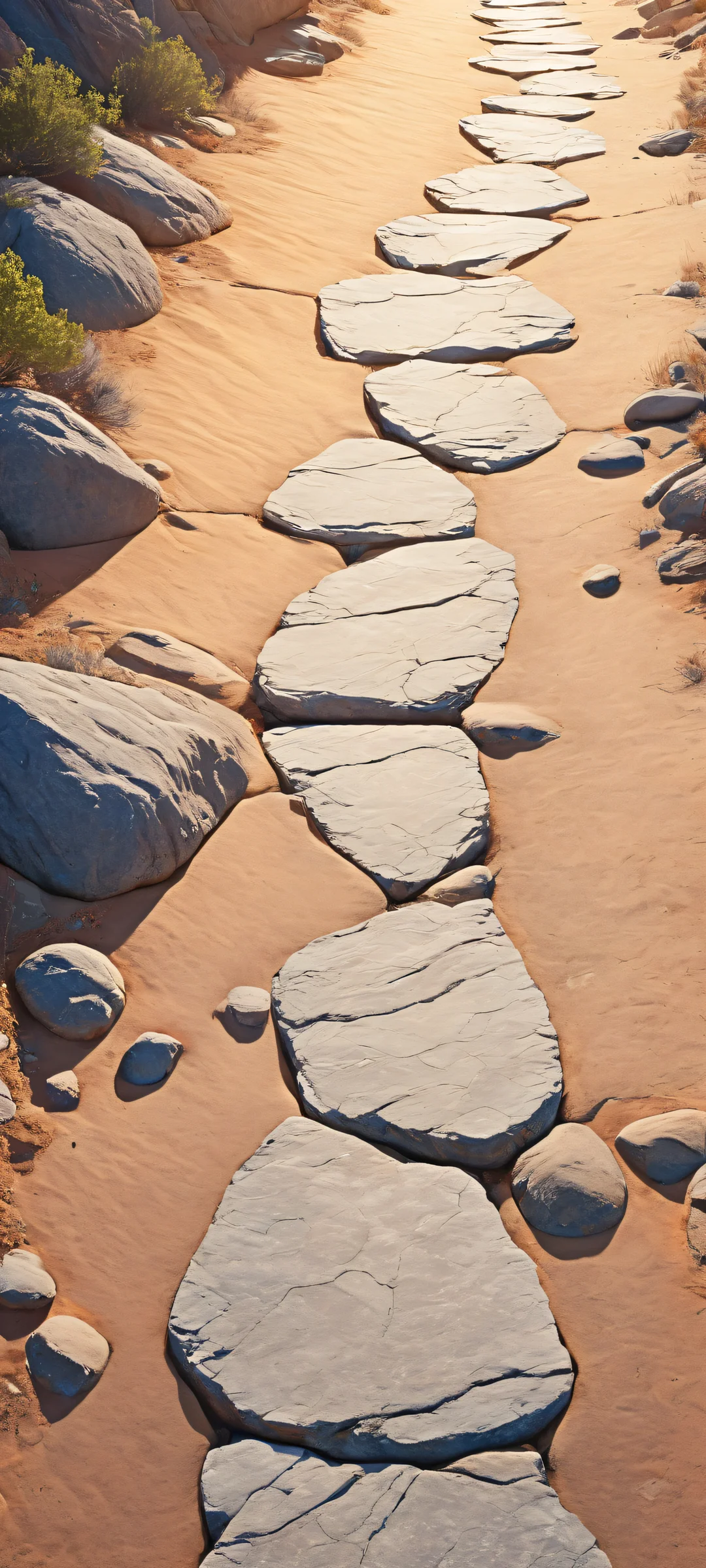 Ethereal landscape with iPhone/Android compatible mobile wallpaper featuring rugged path and serene sky with clouds, optimized for perfect viewing on smartphone home screens.