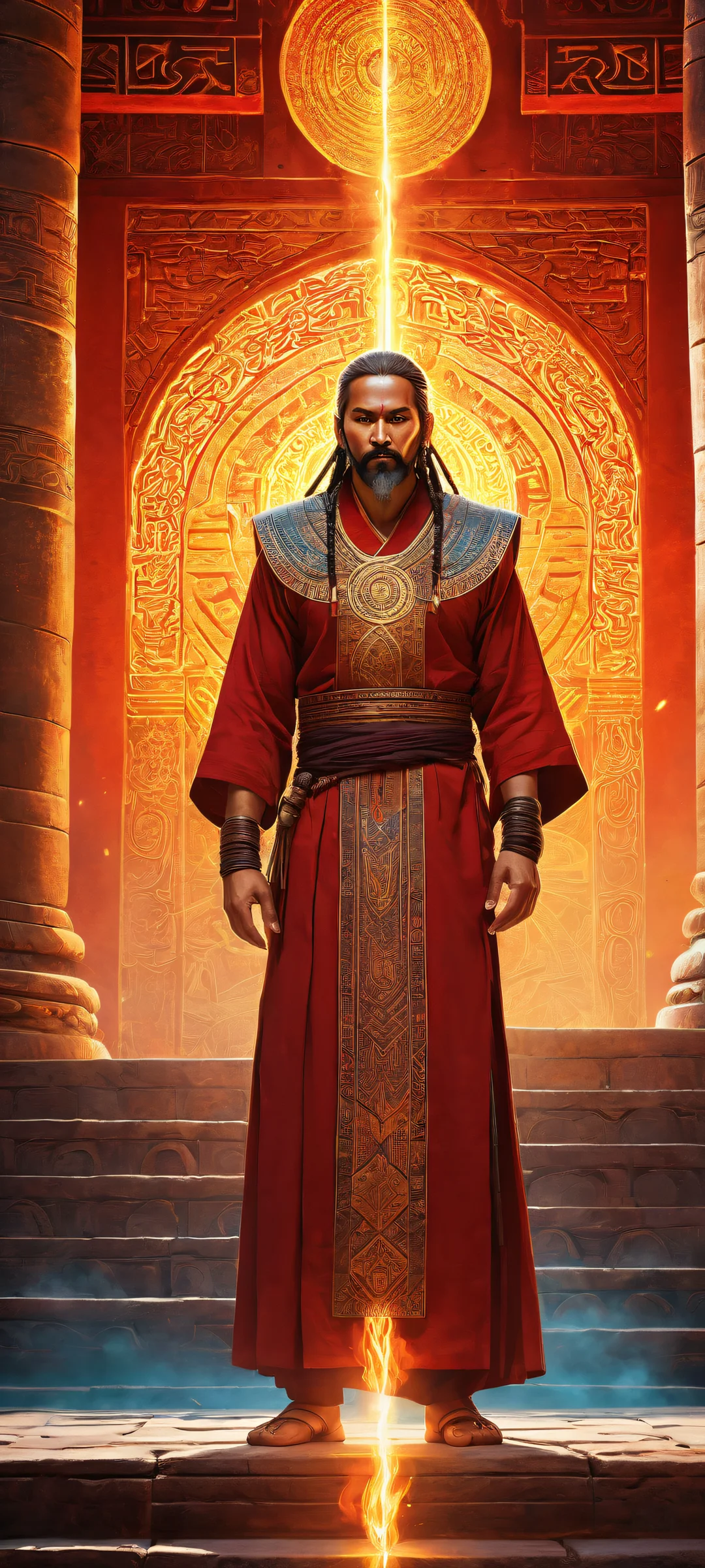 iPhone/Android users will be amazed by the intricate details of ancient East Asian architecture and mystical artifacts in this stunning digital art piece. Perfect for those who appreciate breathtaking visuals.