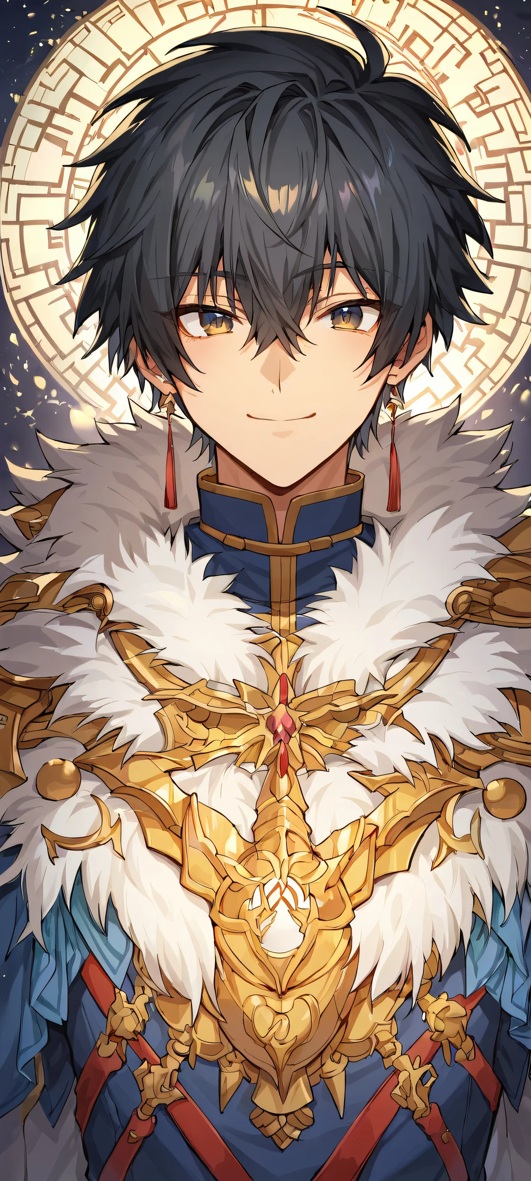 Ryu Ishigori Smile QHD Phone Background Anime illustration of Ryu Ishigori smiling with a closed mouth, placed on an iPhone/Android home screen