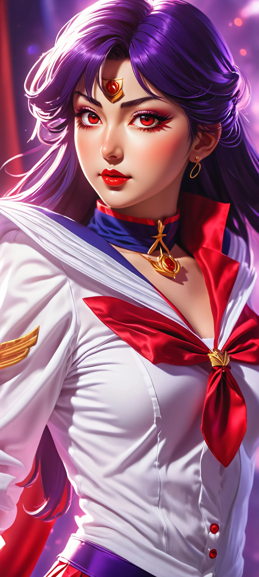 iPhone and Android wallpaper featuring Sailor Mars in a stunning vertical portrait with intricate details, perfectly optimized for your mobile home screen.