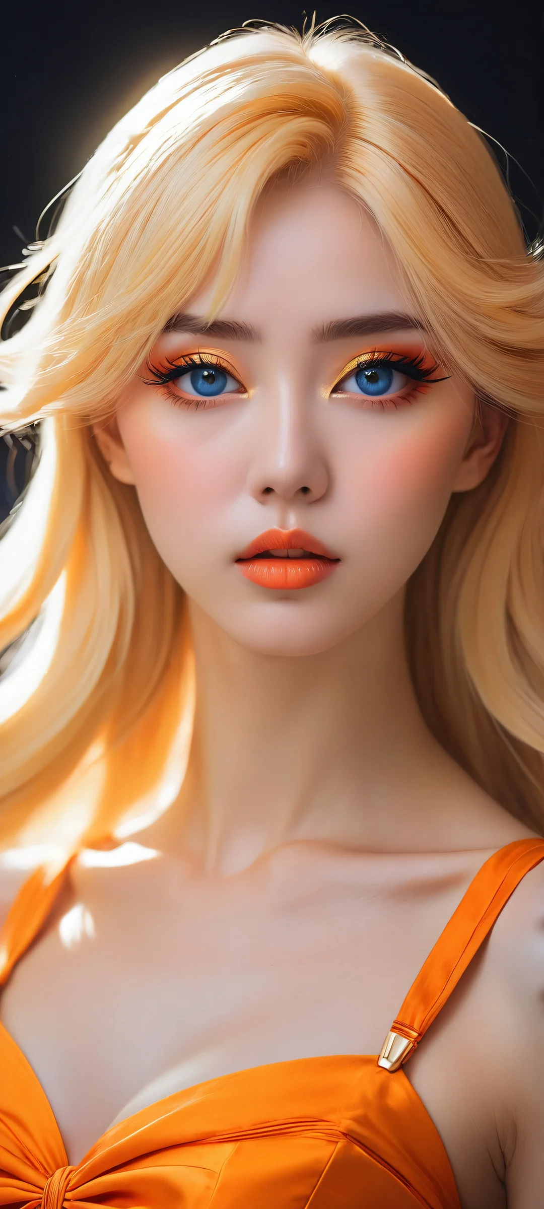 A breathtaking digital art portrait of Sailor Venus on an iPhone/Android device with a stunning void background and intricate micro-details.