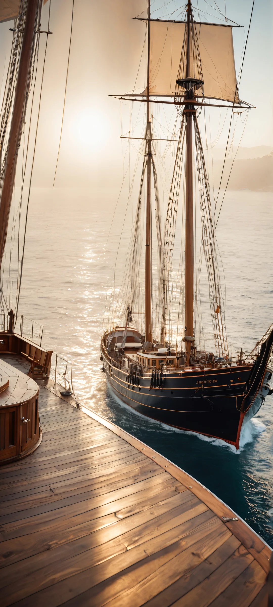A stunning vertical portrait of a young sailor and mermaid on an iPhone or Android device, with intricate micro-details, warm tones, and ethereal lighting.