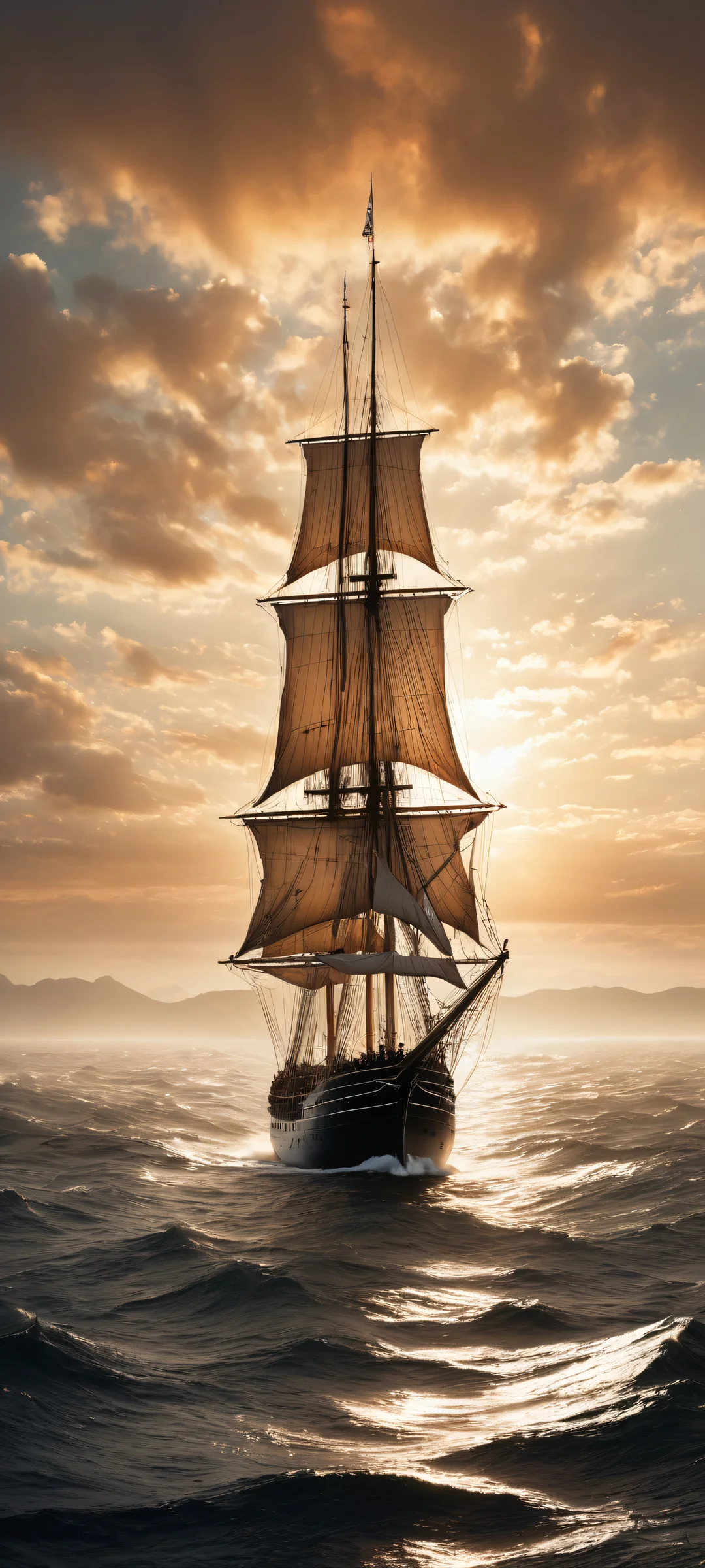 A young sailor and a mermaid against a foggy background - iPhone/Android wallpaper