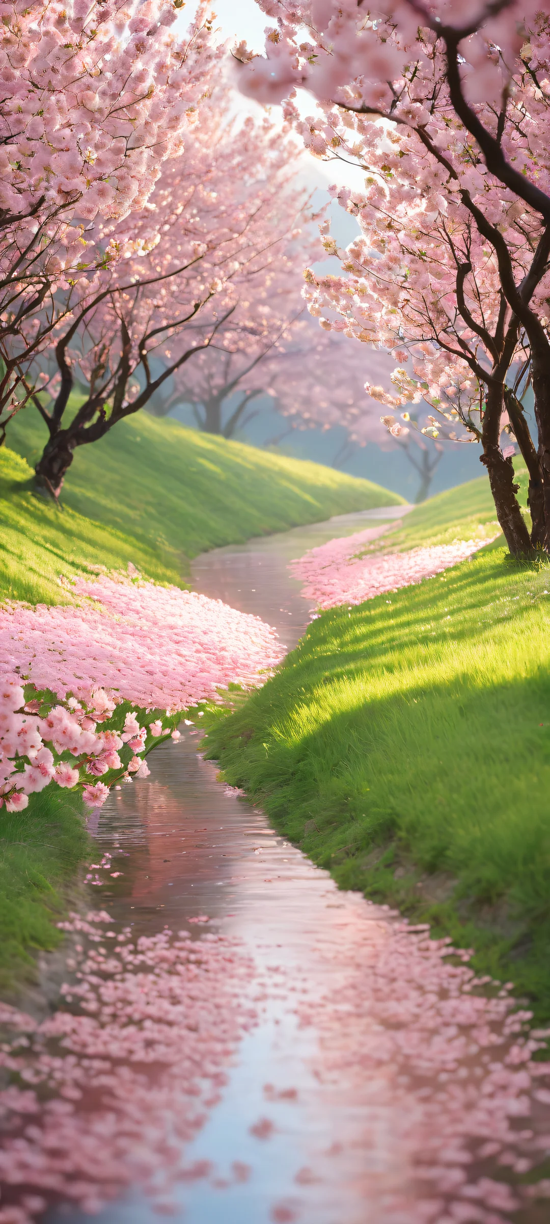 Sakura Serenity 2K Phone Wallpaper A serene and breathtaking Cherry Blossom tree portrait on iPhone/Android, showcasing intricate details and stunning visual impact.