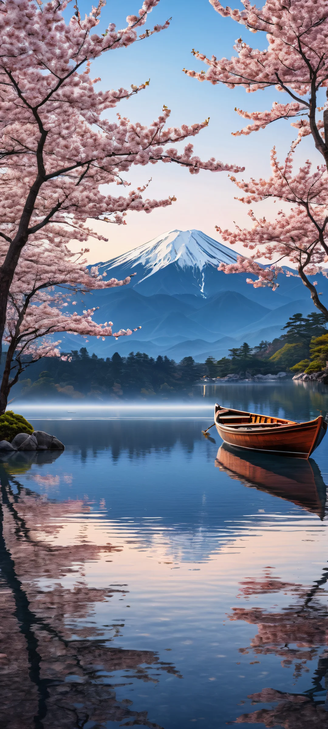 A serene sakura tree portrait with intricate details and a clean background, perfect for iPhone/Android home screens.