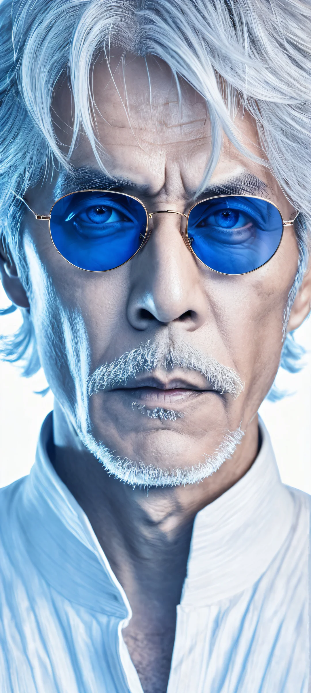 Breathtaking portrait of Satoru Gojo wearing sunglasses, perfectly optimized for iPhone and Android home screens.