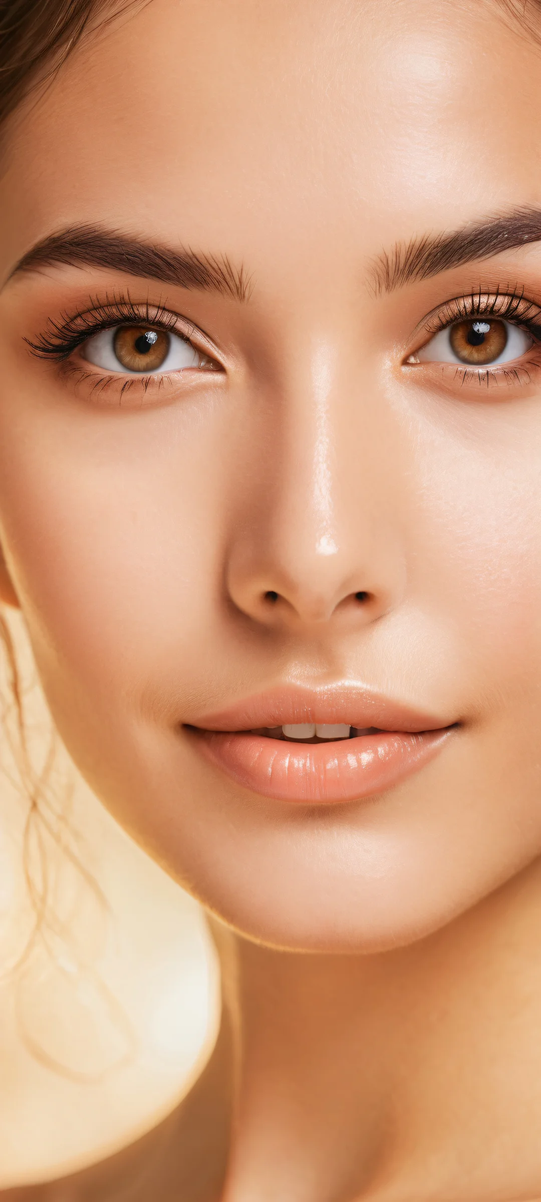 A captivating girl with mesmerizing smile and brown eyes on a clean background. Perfect for iPhone/Android home screens.