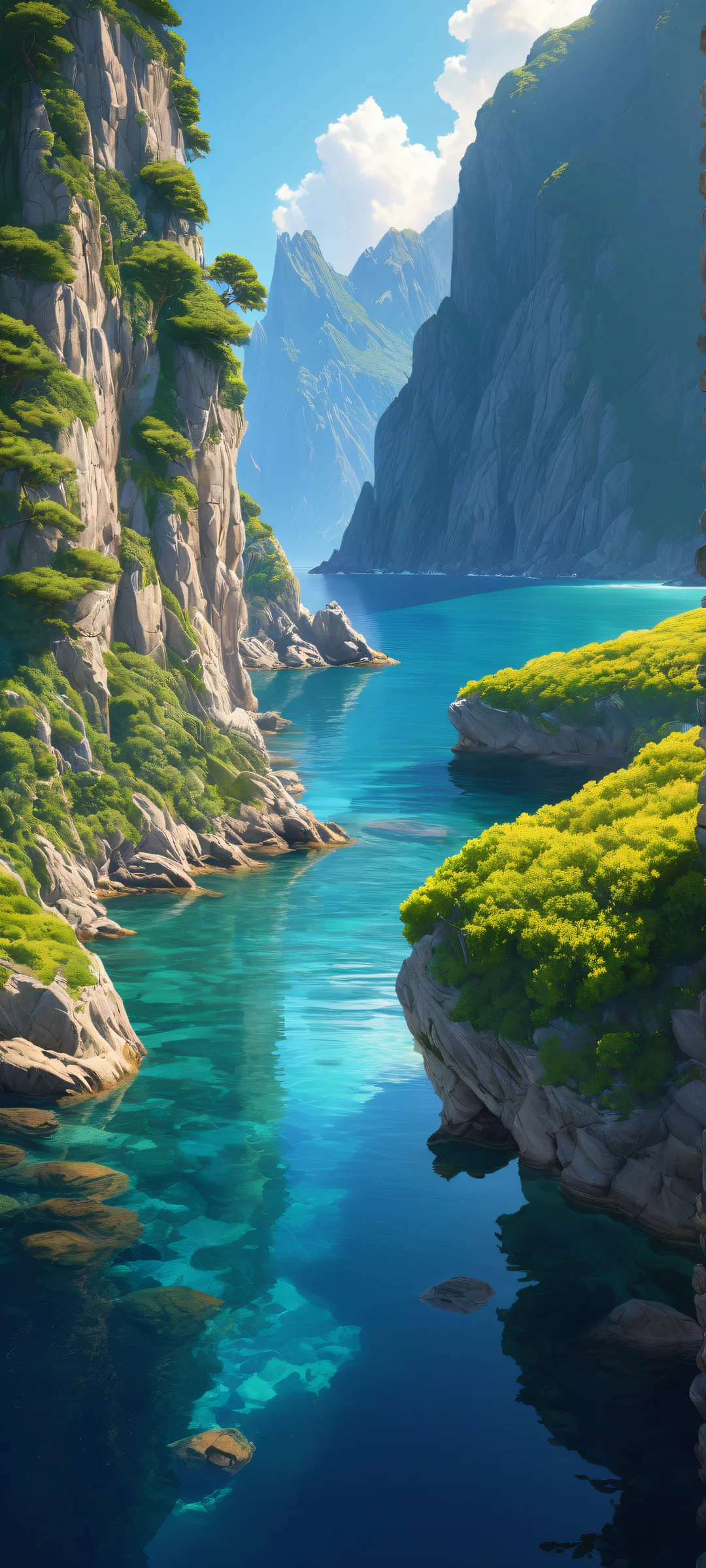 A breathtaking coastal scene with Andreas Rocha on iPhone/Android, featuring intricate details and ethereal lighting.