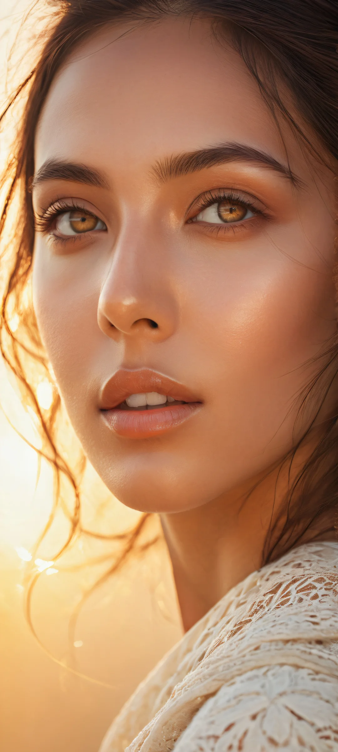 Portrait of a serene face on a clean background for iPhone/Android wallpapers.