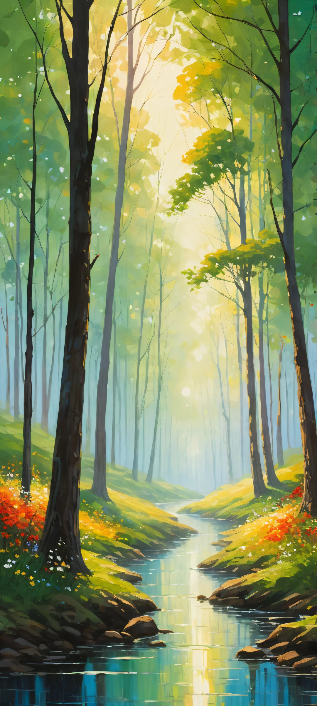 A breathtaking portrait of a mystical landscape with intricate details on an iPhone/Android device.