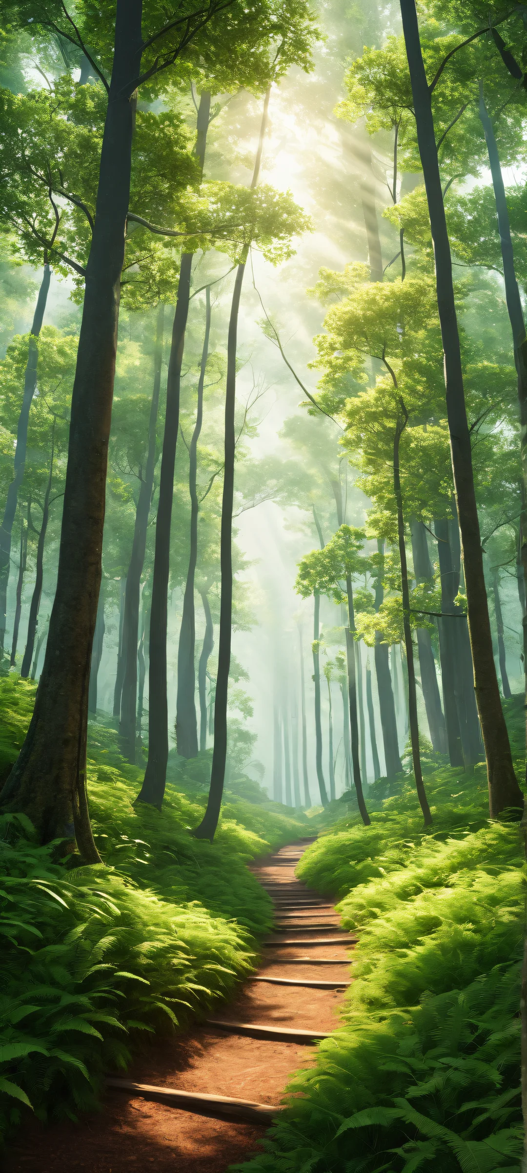 iPhone/Android portrait artwork of Trees in a breathtaking forest landscape with intricate details and ethereal lighting.