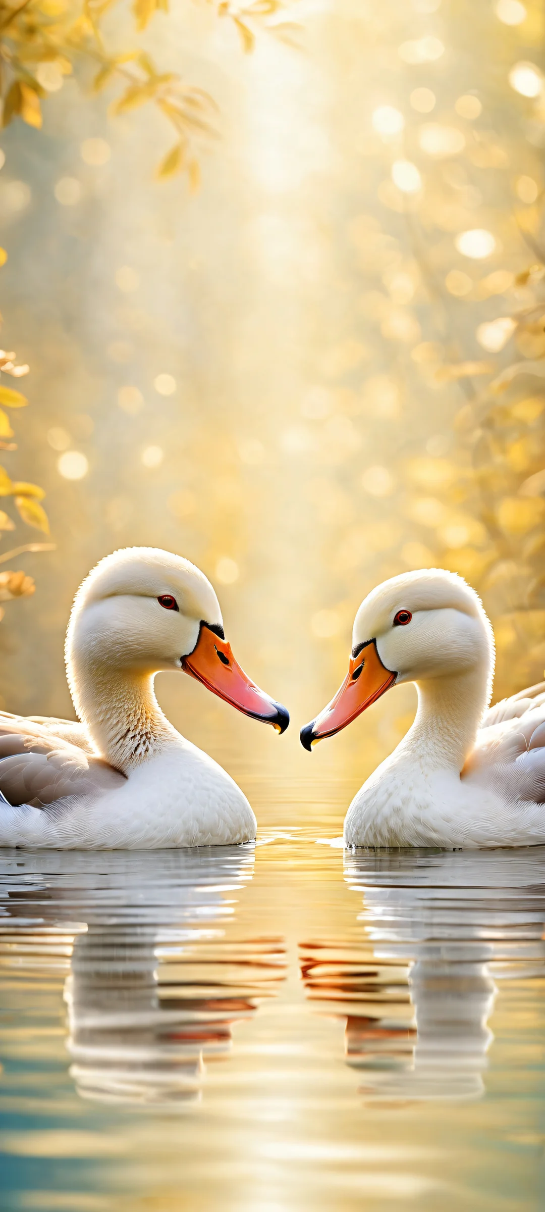 Two serene ducks slowly moving across the paper in a stop-motion fashion on an iPhone or Android home screen.