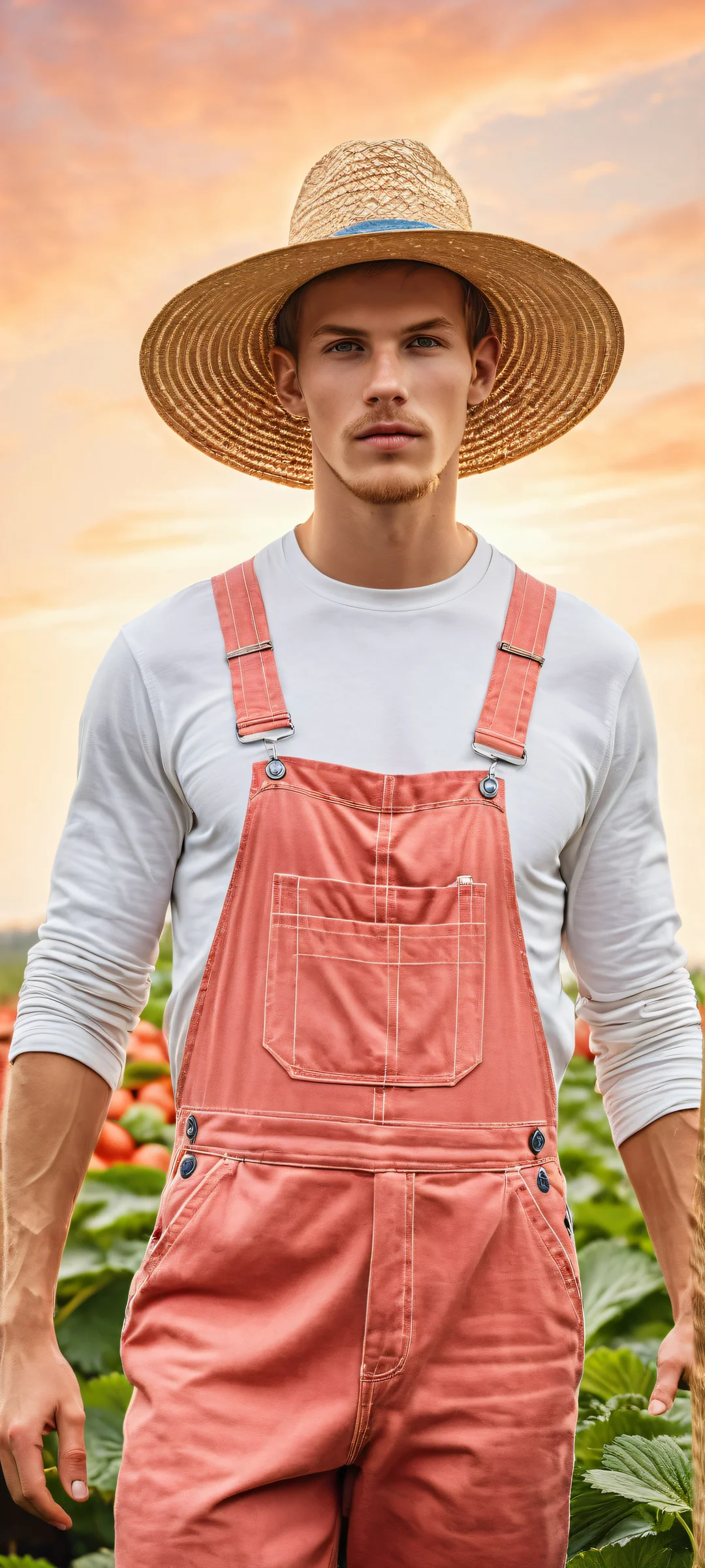 iPhone and Android users will love this stunning digital artwork featuring a cow-sized strawberry, orange, and blueberry surrounded by the warmth of a sunny farm day.