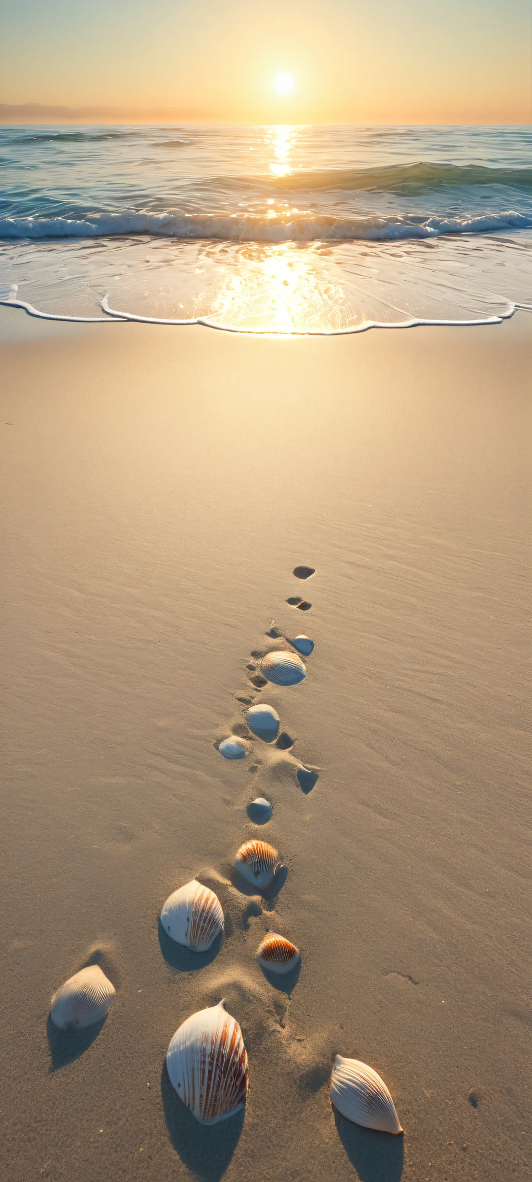 iPhone and Android users can enjoy this breathtaking vertical portrait artwork of a serene beach scene with insane micro-details, perfectly clean top half for UI integration.