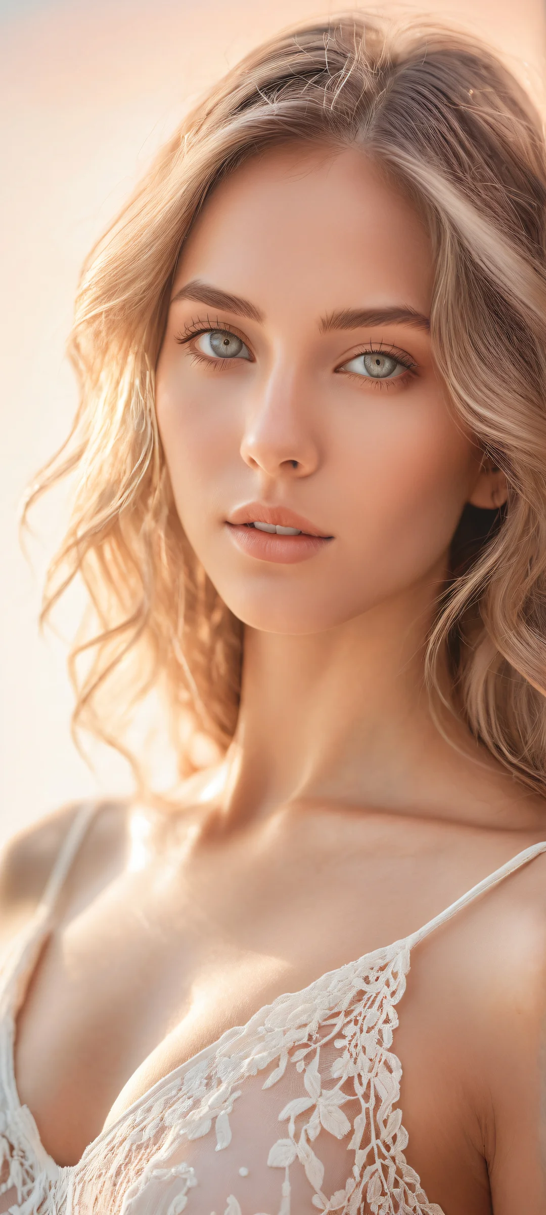 A breathtaking portrait of a serene young woman with intricate details, iPhone と Android のホーム画面に完全に最適化.