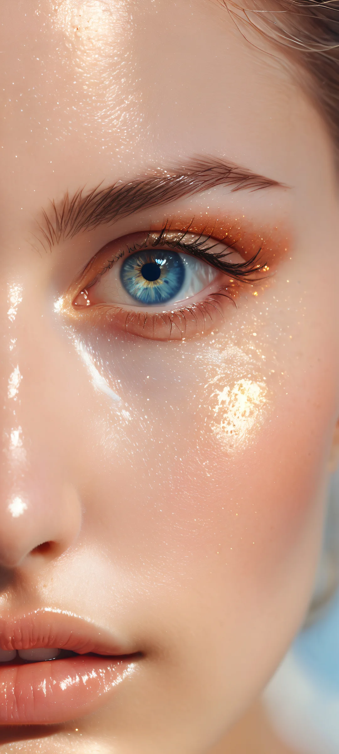 A serene girl sits in the lower-middle of a clean and empty void, perfectly optimized for iPhone/Android home screens.