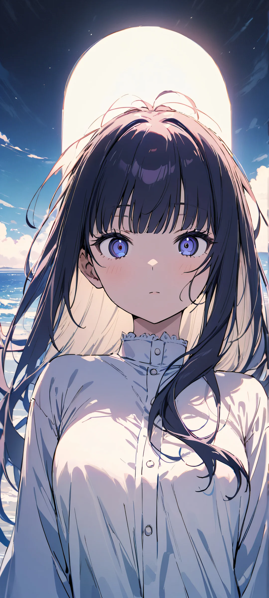 A girl standing in a serene environment with a fern, perfect for iPhone/Android wallpapers