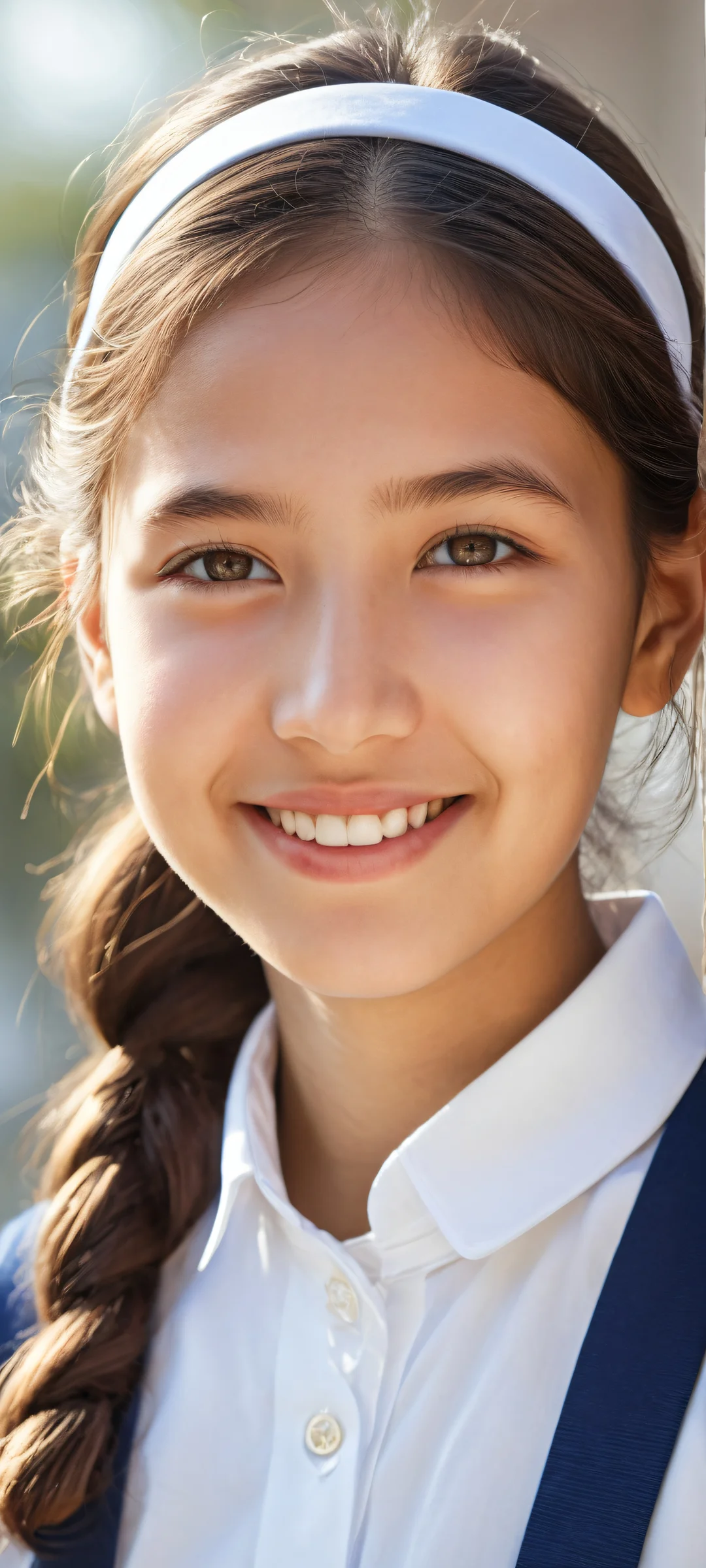 A young girl with a bright and cheerful smile on her iPhone/Android home screen. Beautifully designed artwork featuring intricate micro-details, ethereal lighting, and pristine clarity.