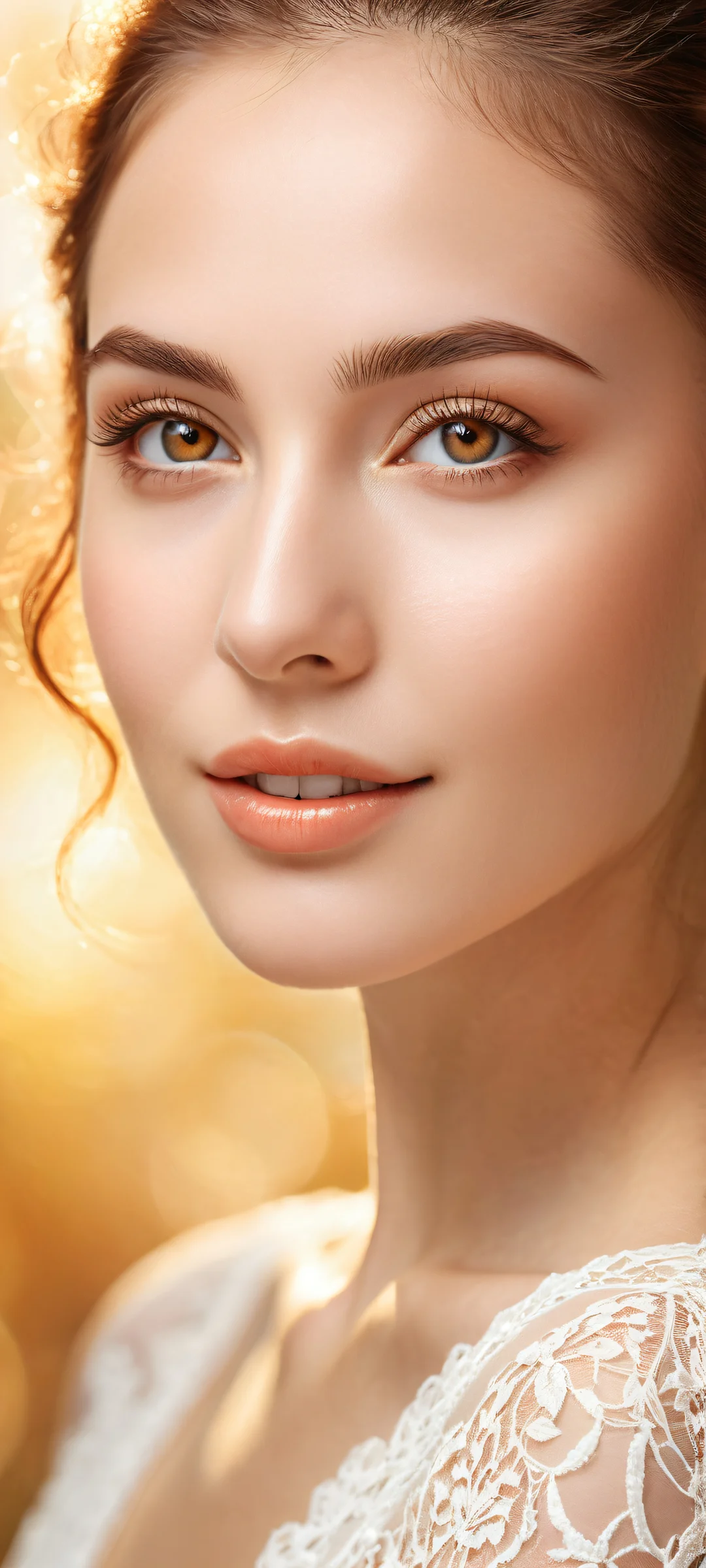 A stunning woman with a warm smile on iPhone and Android devices. ホーム画面に完全に最適化.