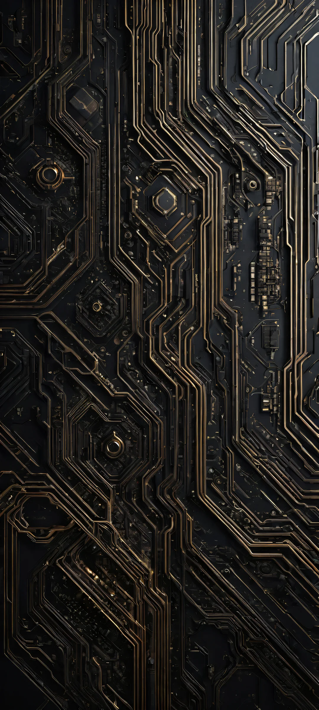 Breathtaking vertical portrait artwork of ck-shadow-circuit with intricate micro-details and a vast pure void for effortless UI breathing space, perfect for iPhone/Android home screens.