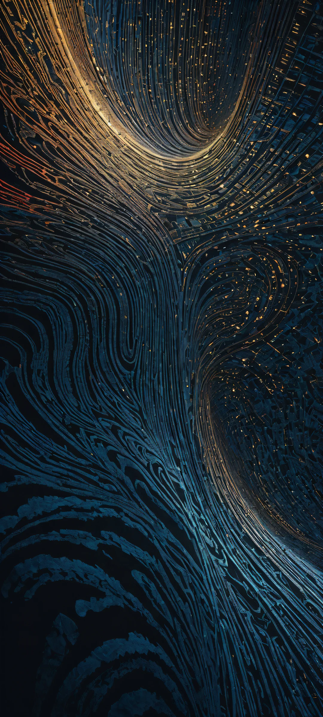 iPhone and Android users, behold this breathtaking vertical portrait artwork of intricate micro-details in a mysterious shadow circuitry system. Perfectly optimized for your home screen.