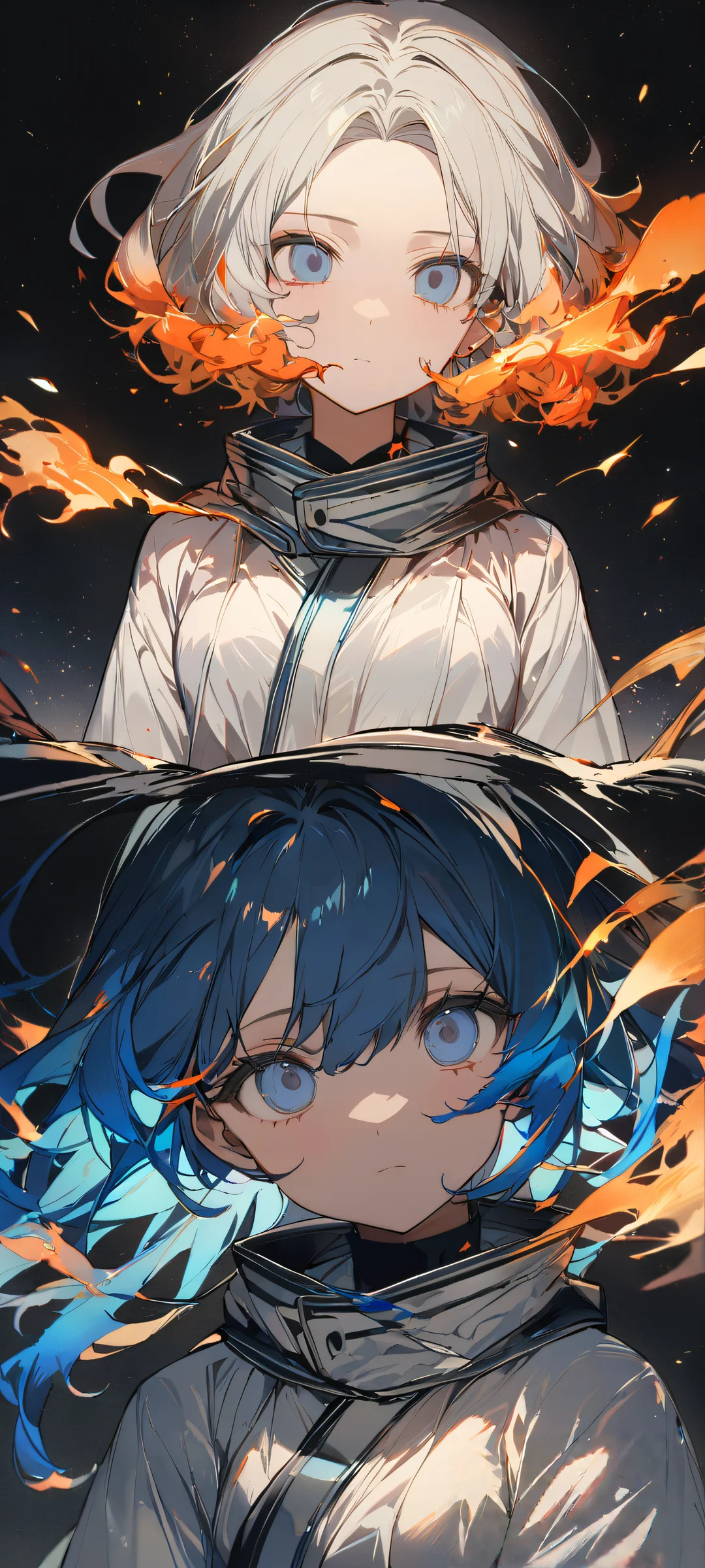 Portrait of Shinobu Kocho from Demon Slayer, looking directly at the viewer with an otherworldly aura. Perfect for iPhone/Android home screens.