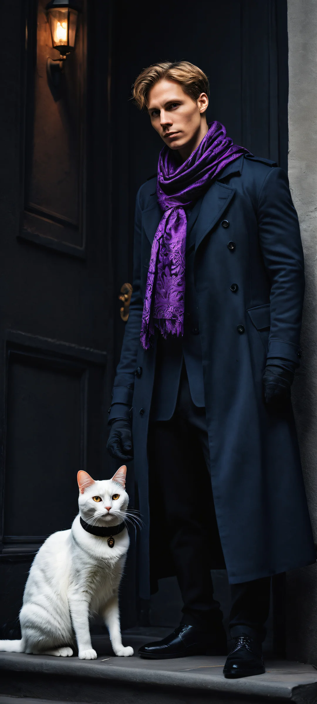 A stunning portrait of Sissel and his pet dog, set against a dark mode aesthetic with intricate details on iPhone/Android