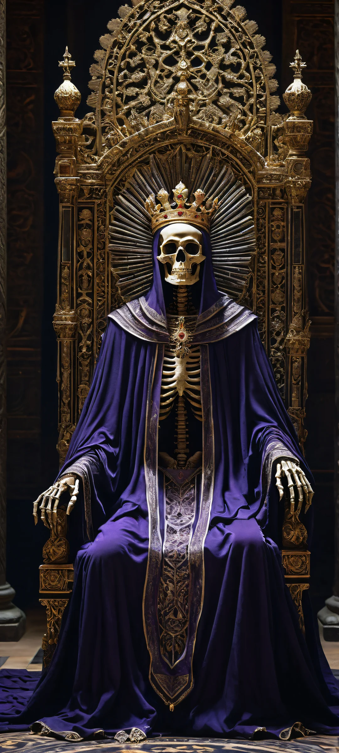 A stunning iPhone/Android wallpaper featuring the Skeleton King in an ancient throne room, perfect for your phone's home screen.