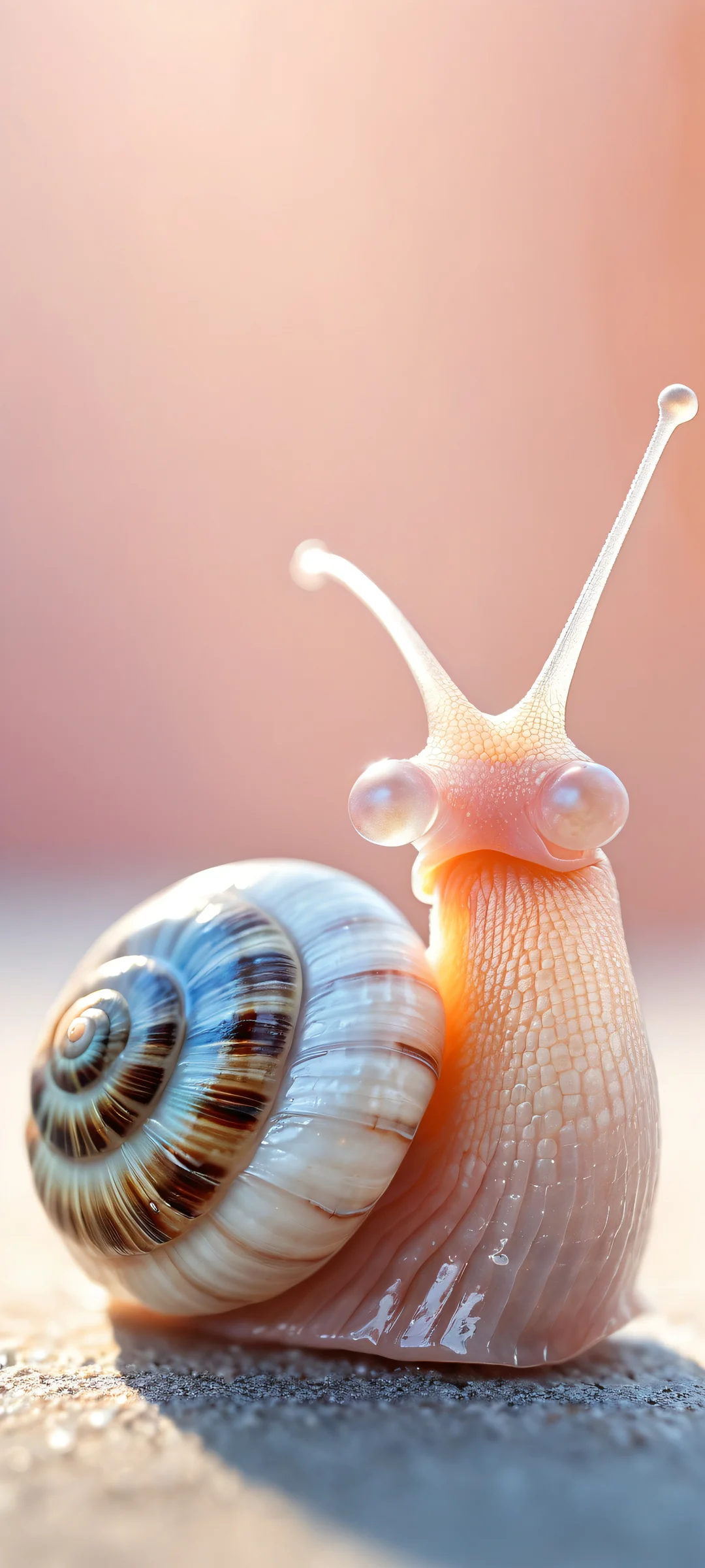 A smiling snail on a pure void background, perfekt optimiert für iPhone- und Android-Startbildschirme.