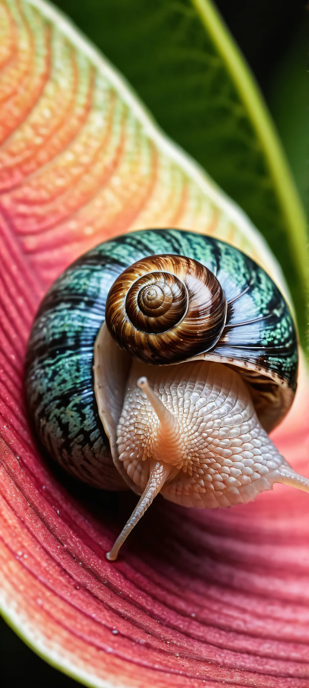 A snail's smile on a clean background with intricate patterns and winding path. Perfect for iPhone or Android home screens.