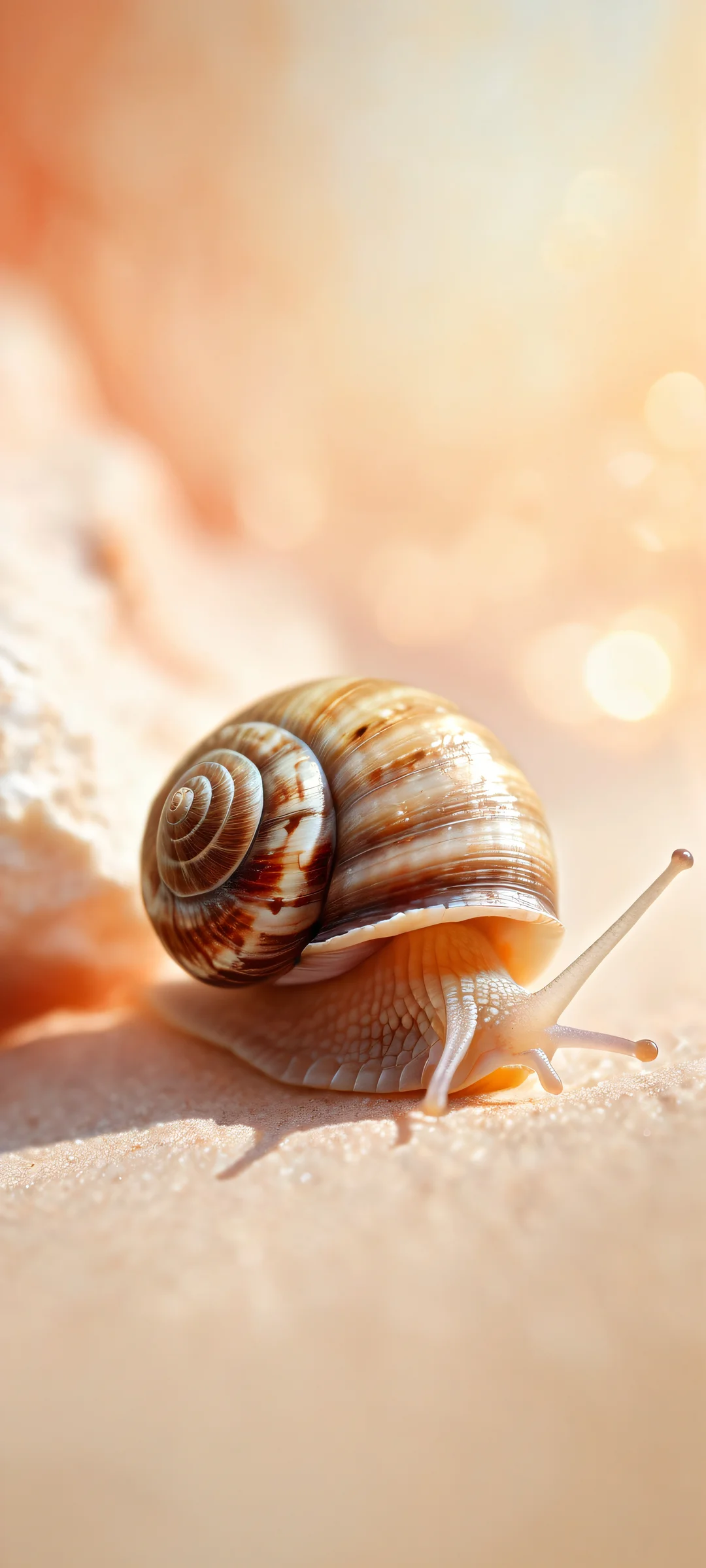 A snail's smile on iPhone/Android - stunning digital art with micro-details and ethereal lighting.
