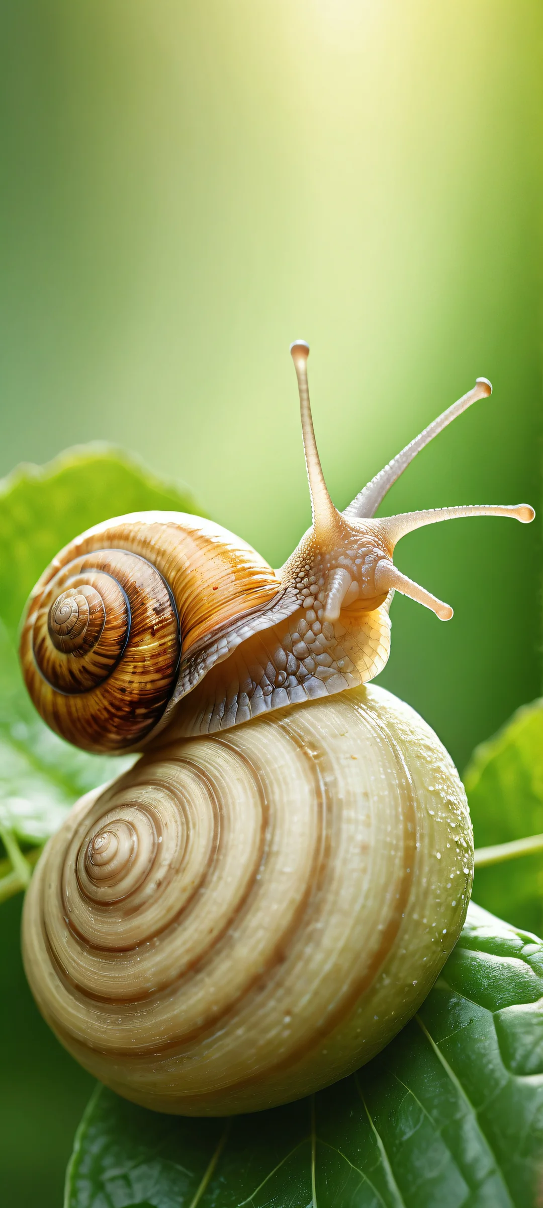 iPhone/Android user can personalize their home screen with this breathtaking snail artwork featuring intricate details and ethereal lighting. Perfect for iOS UI widgets.