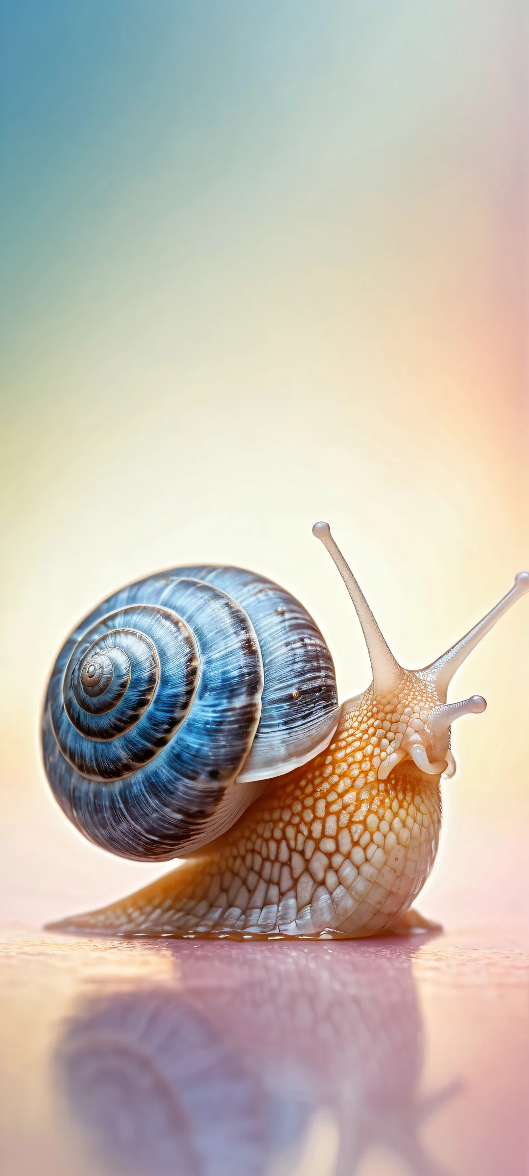 Breathtaking portrait of a snail with intricate micro-details and radiant light, iPhone/Androidのホーム画面に完全に最適化.