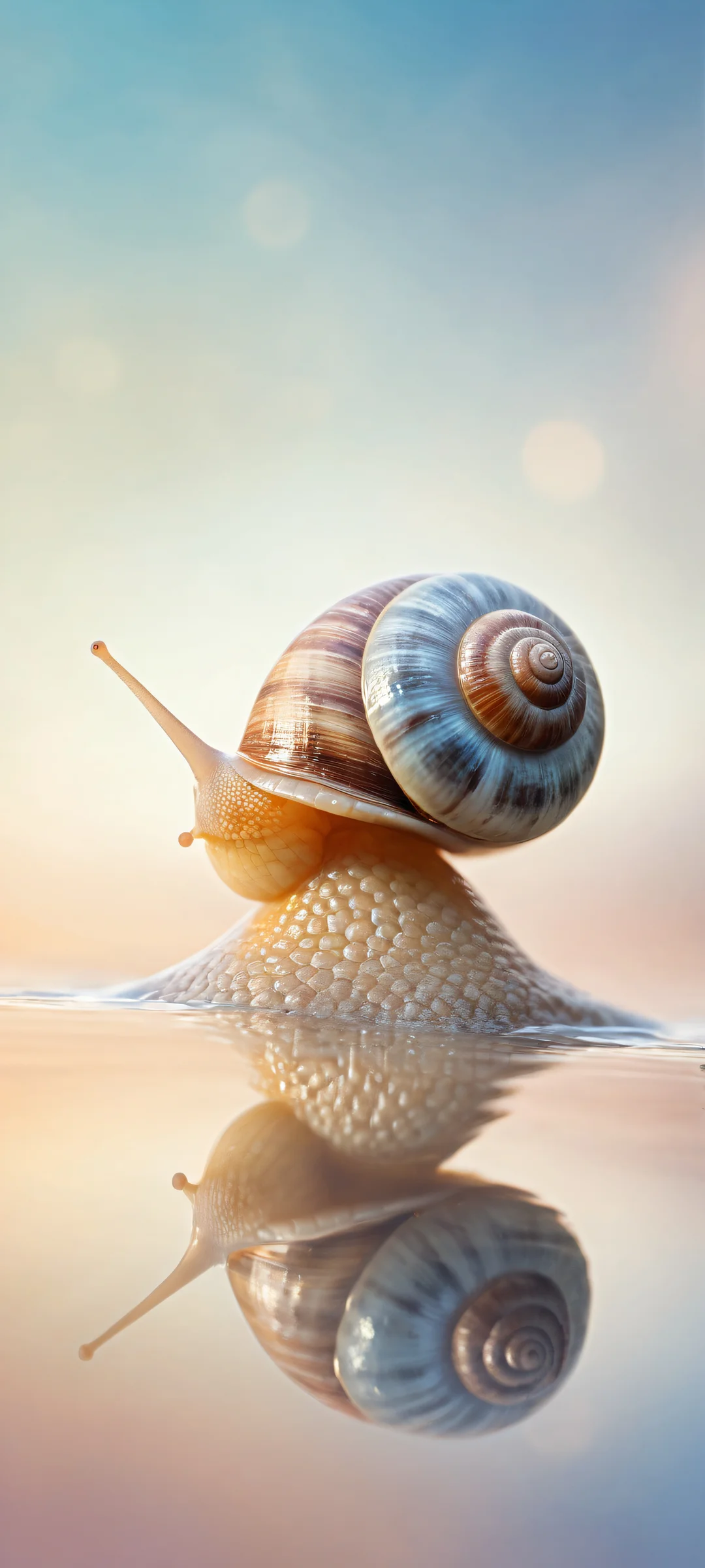 A smiling snail surrounded by a vast, pure void on an iPhone or Android home screen, showcasing exceptional attention to detail and award-winning digital art.