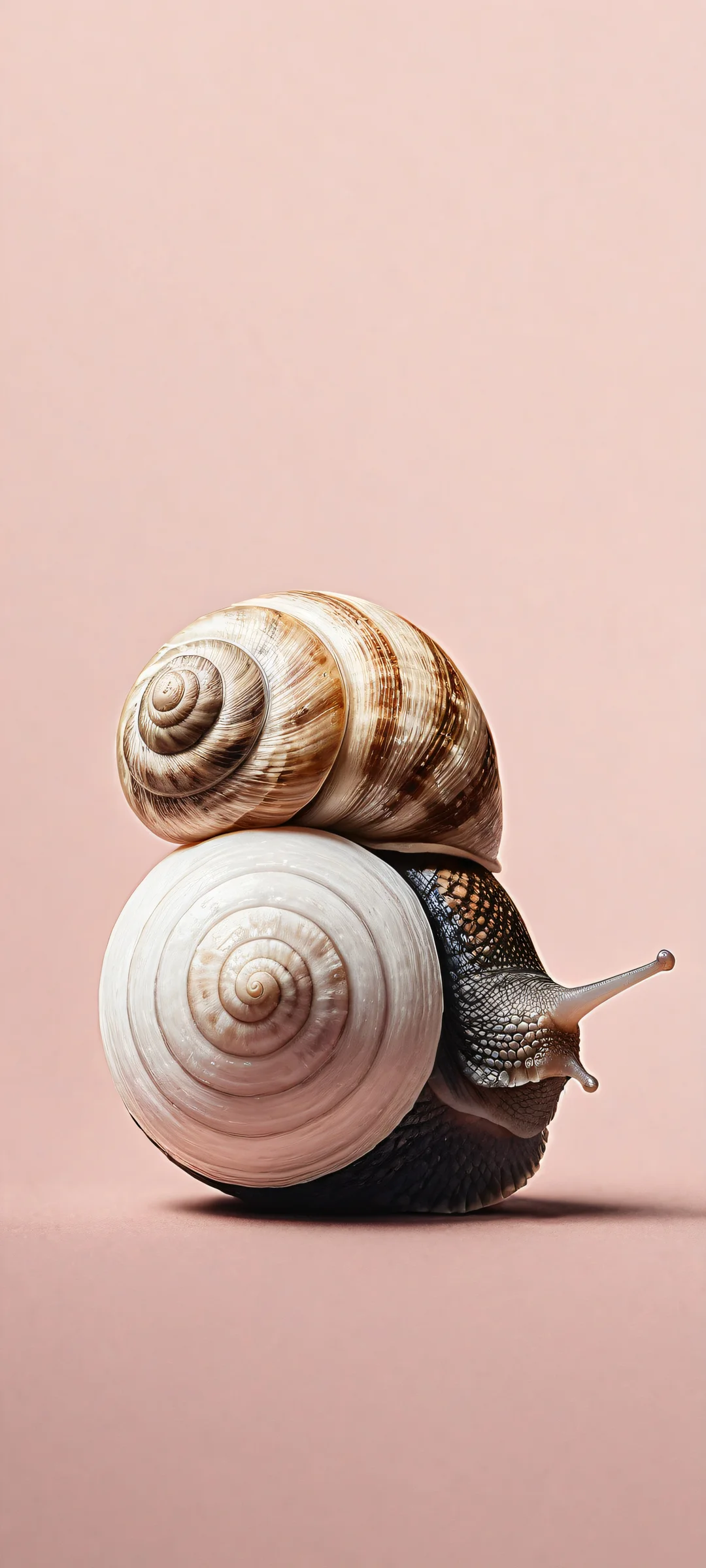 A smiling snail in a vast pure void, perfekt optimiert für iPhone/Android-Startbildschirme.